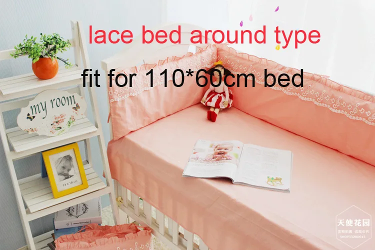 9 шт. хлопок принцесса кружева детская кроватка постельные принадлежности комплект кроватки постельные принадлежности одеяло подушка бамперы розовое постельное белье детская кровать Несессеры - Цвет: bed Bumper type XXS