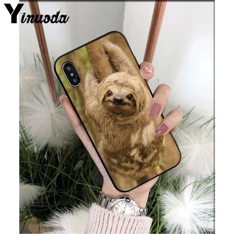Yinuoda кофеиновое животное Ленивец черный ТПУ Мягкий силиконовый чехол для телефона чехол для iPhone X XS MAX 6 6s 7 7plus 8 8Plus 5 5S SE XR - Цвет: A7