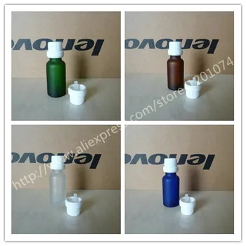 

20ml clear/brown/green/blue frosted Glass Bottle With plastic white anti-theft cap+clear insert.Oil vial,for Essential Oil