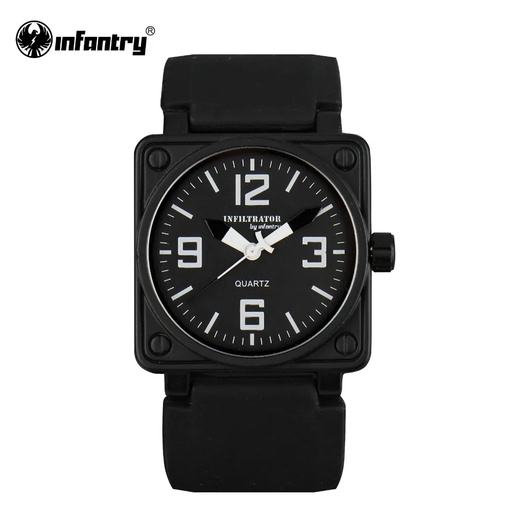 

INFANTRY Military Watch Men Analog Square Mens Watches Top Brand Luxury 2018 Outdoor Army Clock Black Silicone Relogio Masculino