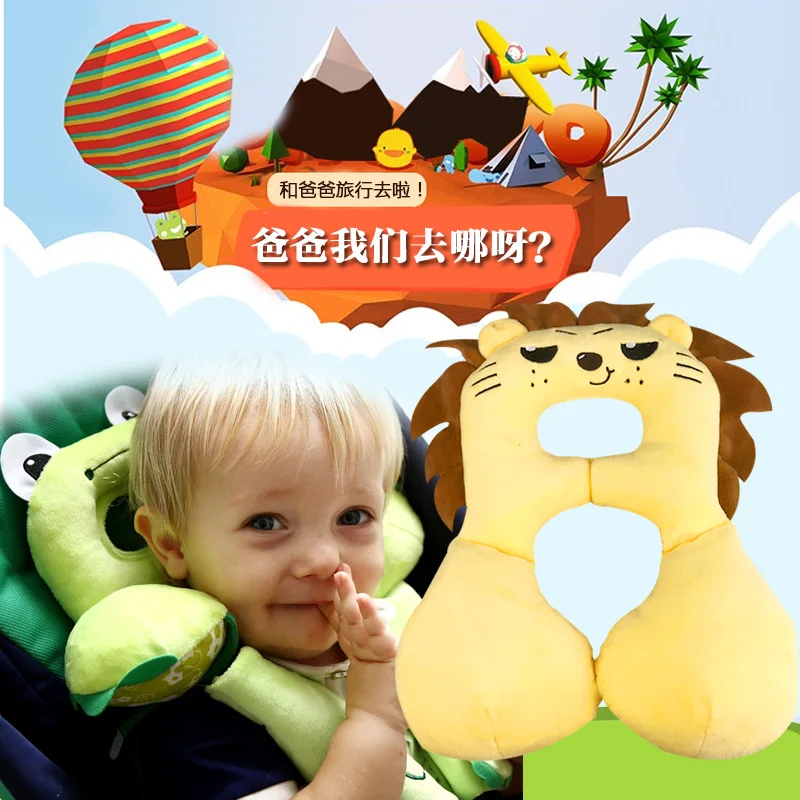 

U shape Pillows Baby Head protection pad Kawaii Tiger Rabbit Cat Lion Husky Monkey Cute Multifunctional Children U-shaped Pillow