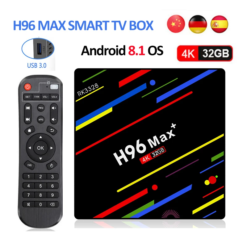 

2018 H96 MAX Plus Smart TV Box Android 8.1 4GB Ram 32GB Rom Rockchip RK3328 2.4G WIFI 1080p 4K H.265 USB3.0 IP TV Set Top Boxes