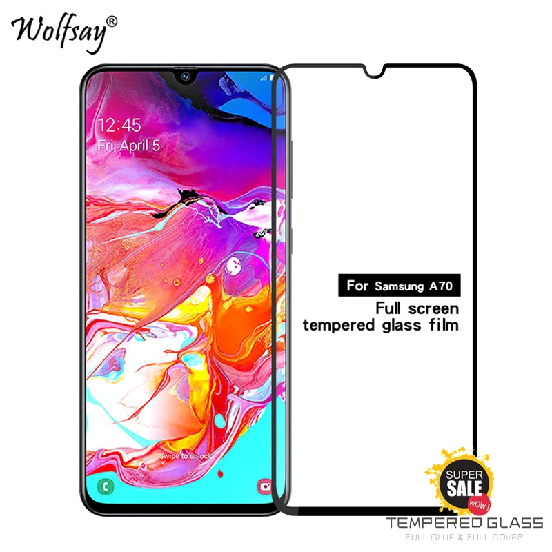 

2PCS Full Glue Cover Glass For Samsung Galaxy A70 Screen Protector Tempered Glass For Samsung Galaxy A70 Film For Samsung A70 <