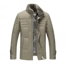 3297 мужчины среднего возраста зимняя одежда папа меховой воротник из кролика рекс белая утка пуховик пальто Мужская зимняя одежда