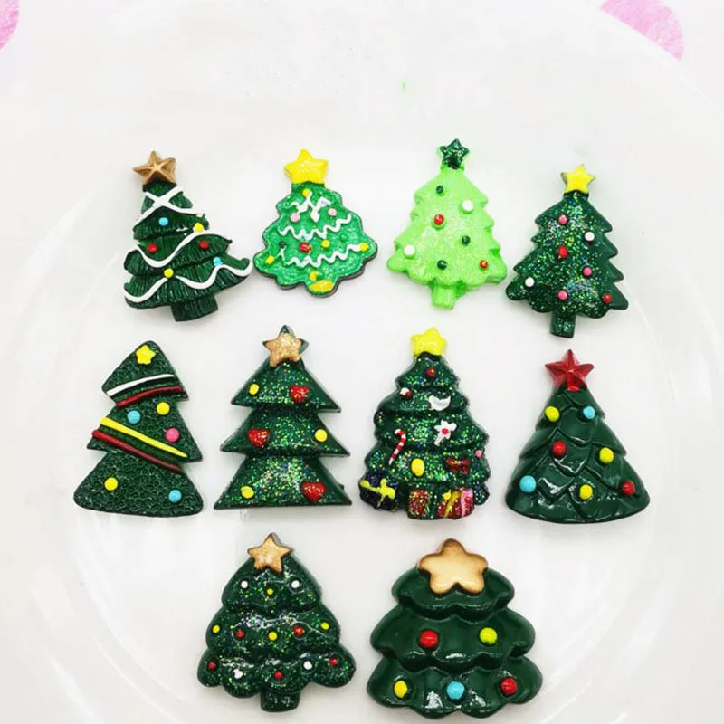 

10pcs/set new lovely Flat Back Resin Christmas Tree XMAS Flatback Embellishment Accessories Scrapbooking Crafts Party Favors