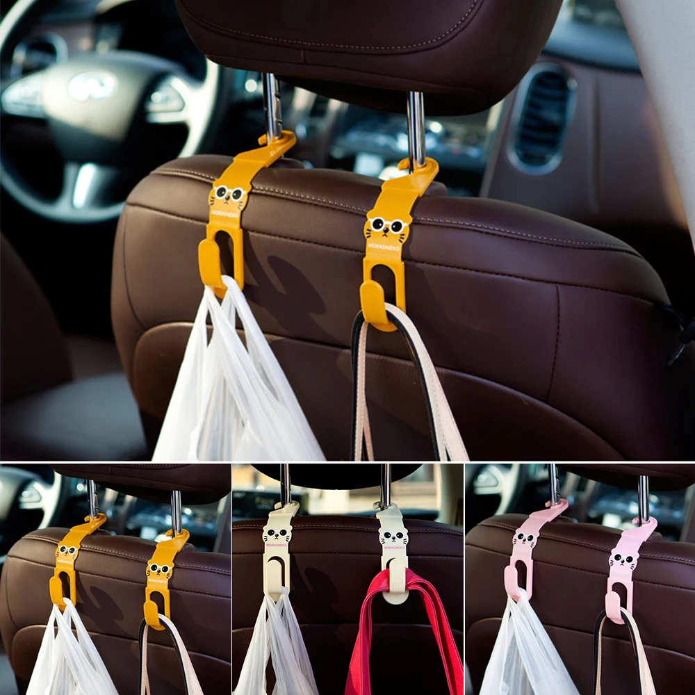 1 Pair Auto Fastener Clip Holder Hook for Bag Purse Car Clips Cute Back