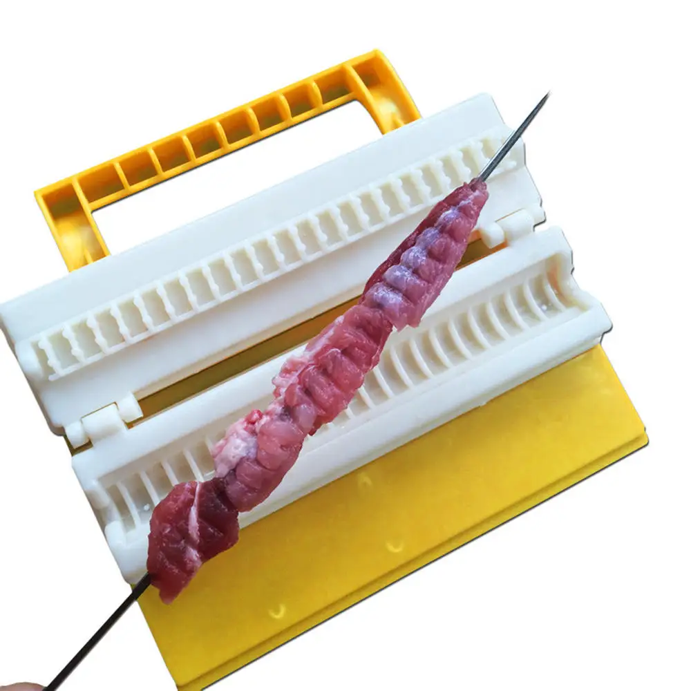

2pcs BBQ Meat Skewer Machine Meat String Device Portable Kebab Maker BBQ Tool Barbecue Skewer Outdoor Artifact