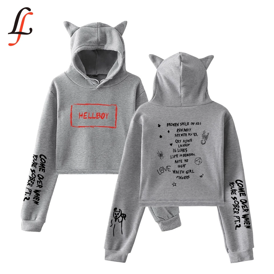 Lil открытым Harajuku кошачьими ушками кепки пикантные толстовки тенденции моды
