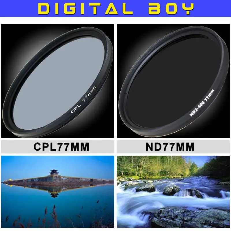 Hot Sale 77MM cpl polarizing filter + 77 mm ND2 400 Filters lens Kit