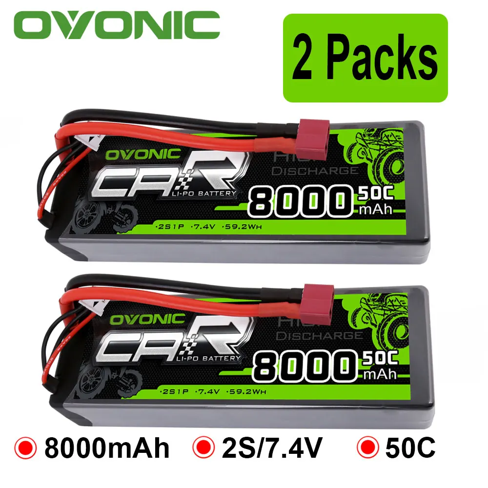 Ovonic 2S Lipo Батарея 7,4 V 50C 8000 мА/ч, жесткий чехол с деканов T штекер для RC автомобиль RC грузовик радиоуправляемая автомодель трагги вертолета RC лодка - Цвет: with Deans plug