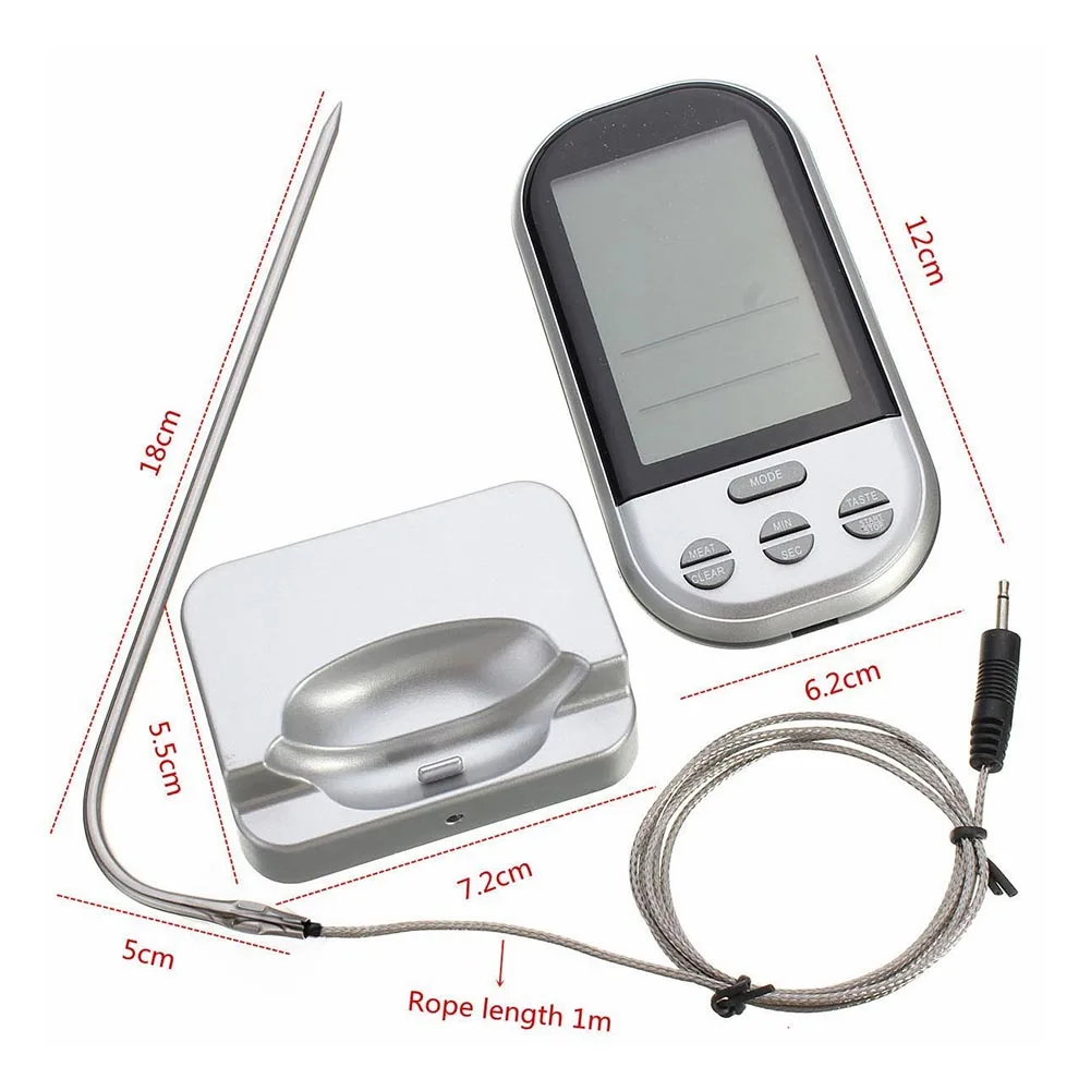 Household BBQ Thermometers Wireless Digital Oven Grill Meat Cooking Remote Control with Long Probe FP8