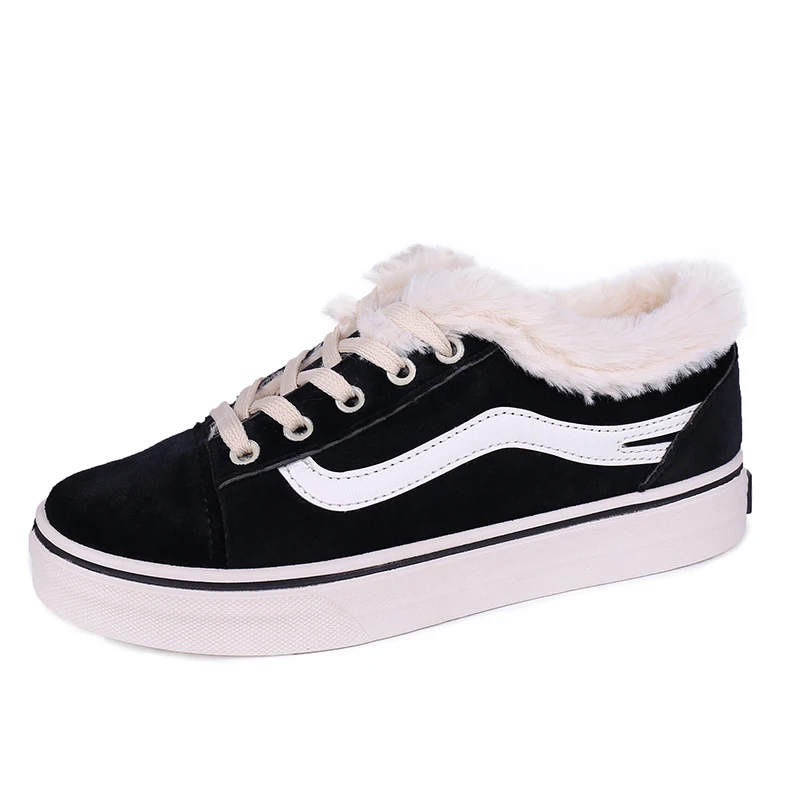 

MoBeiNi 2018 New winter flat bottom plus velvet warm cotton shoes women's boots women's shoes snow boots ankle Lace-Up Flock