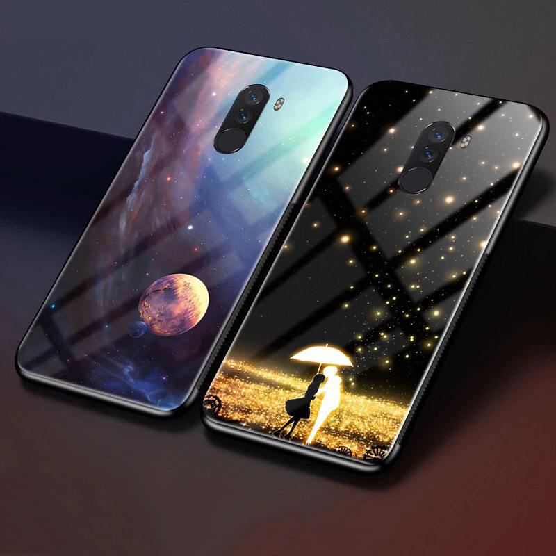 UBERAY Tempered Glass Case For Pocophone F1 Case Xiaomi