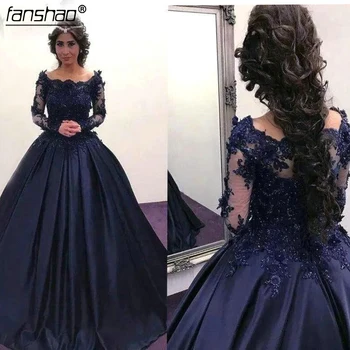 

Royal Blue Muslim Evening Dresses 2019 Satin A-line Off the Shoulder Islamic Dubai Saudi Arabic Long Elegant Evening Gown