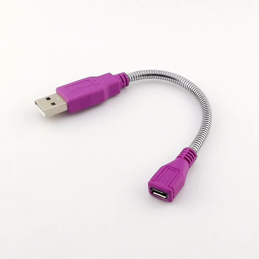 10 шт. USB 2,0 A штекер к USB Micro Female удлинитель гибкий металлический кабель-стойка 15 см