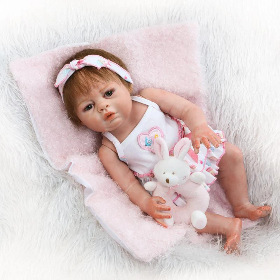 New Arrival Reborns Girl Hair Rooted 20 Inch Lifelike Full Silicone Body Reborn Baby Doll Vinyl Baby Toy Alive bebe Infant full-silicone-baby : image New Arrival Reborns Girl Hair Rooted 20 Inch Lifelike Full Silicone Body Reborn Baby Doll Vinyl Baby Toy Alive bebe Infant full-silicone-baby