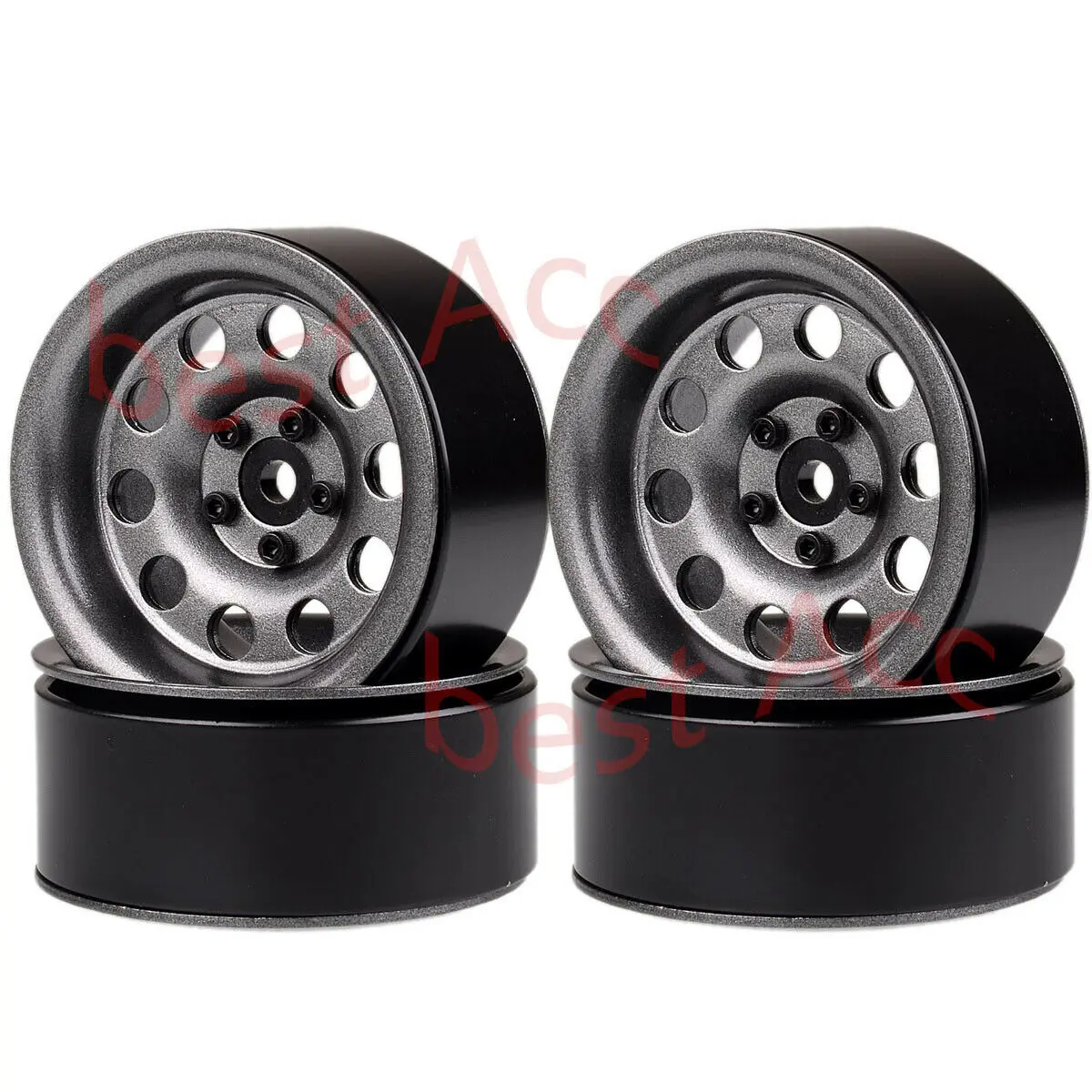 

4P Metal 2.2" Beadlock Wheels RIMS 2024 For RC 1/10 Crawler Traxxas Axial gray