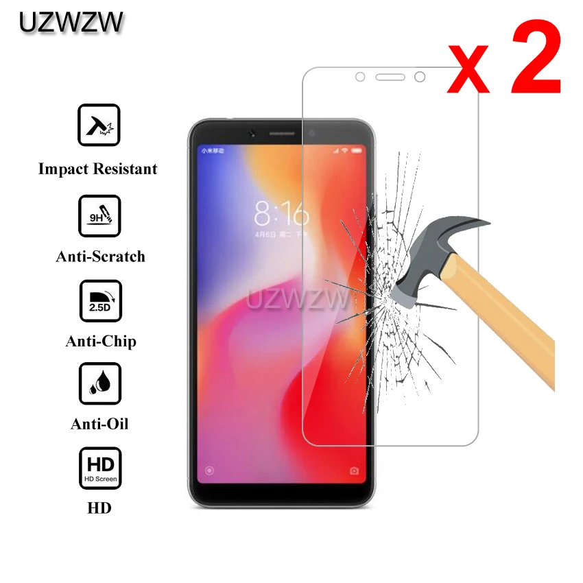 

2pcs For Xiaomi Redmi 6A Premium 2.5D 0.26mm Tempered Glass Screen Protector For Xiaomi Redmi 6A Protective Glass
