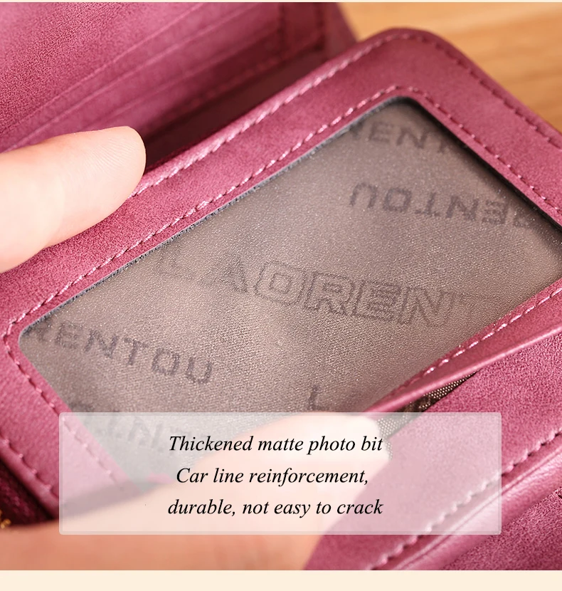 LAORENTOU Brand Women Standard Wallet Genuine Leather Wallets Fashion Short Zipper Purse Lady Coin Pocket Card Holder for Women