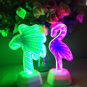 

3D Tunnel Lamps Infinity Mirror Light LED Unicorn Lamp Heart Shape Night Light Creative Gifts For Home Holiday Decorative Lights