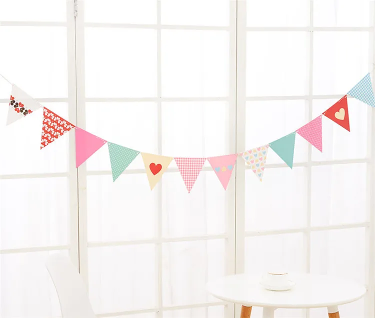 10 Sets Pink Heart Paper Garland Bridal Party Decor Ceremony