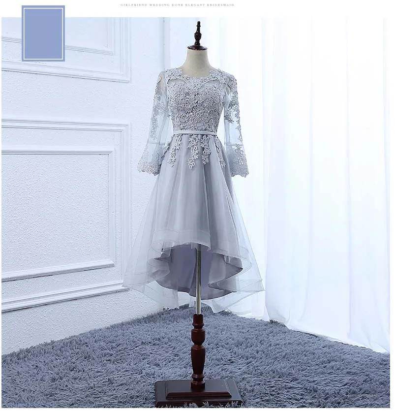 Robe de soiree mariage Платья для подружек невесты с коротким передом и длинными рукавами на спине платье для девочек-подростков