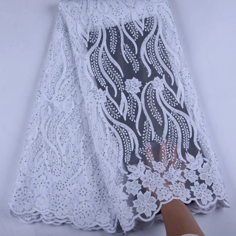 Новейшая Белая французская кружевная ткань, стразы, африканская кружевная ткань, нигерийская кружевная ткань, высокое качество, кружево для платья S1535