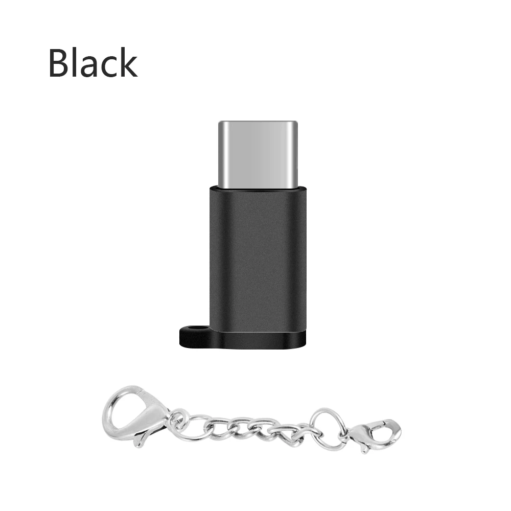 Брелок конвертер тип-c OTG адаптер Micro USB Женский USB-C Мужской USB 3,1 для Android huawei смартфон разъем прочный - Цвет: black