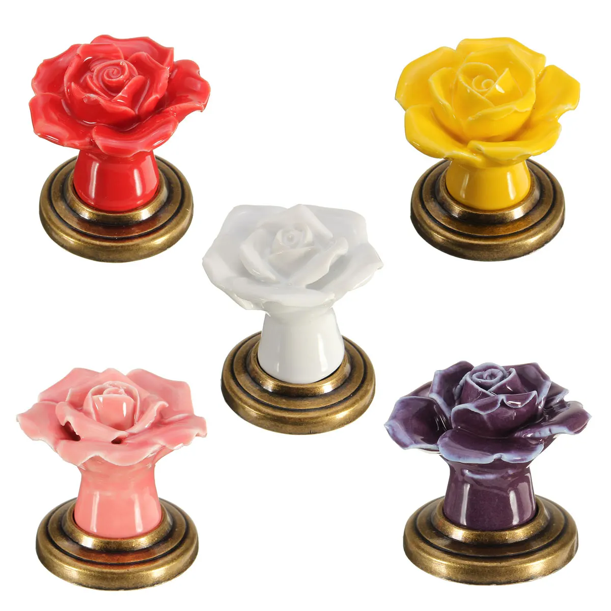 Buy Ceramic Vintage Flower Rose Door Knobs