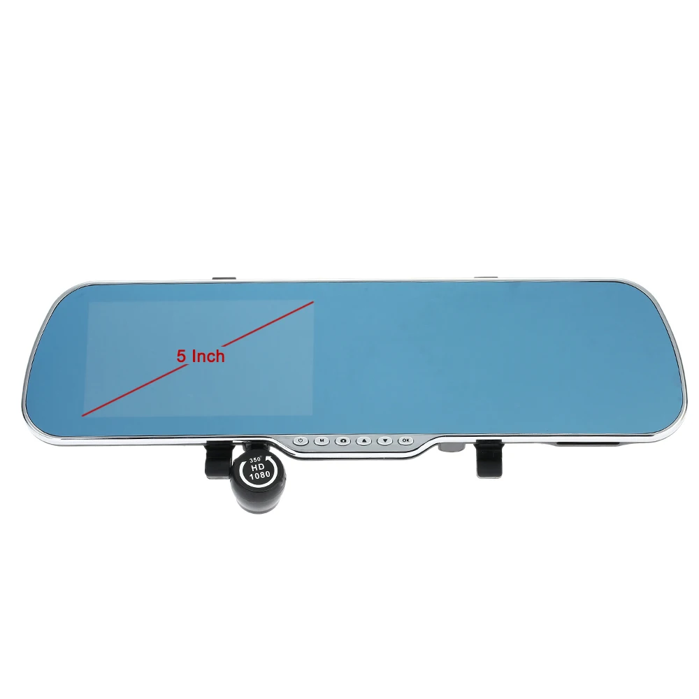 5inch Car Rearview Mirror Camera 2 Lens Front Rear 1080P Camera Recorder with G sensor Car DVR