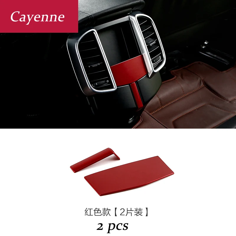 2 шт. автомобильный Стайлинг вентилятор заднего кондиционера розетка панель украшения крышка отделка блёстки 3D наклейки для Porsche Cayenne аксессуар - Название цвета: Красный