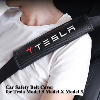 

1 pair Styling Car Safety Belt Cover Shoulder Protector Seat Belt Pad Carbon Fiber Sporty for Tesla Model S Model X Model 3