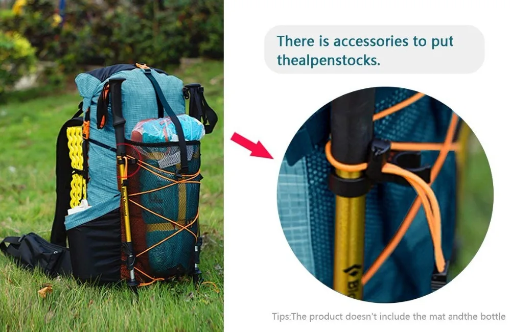 3F UL Gear Water-resistant Hiking Backpack Lightweight Camping Pack Travel Mountaineering Backpacking Trekking Rucksacks 40+16L