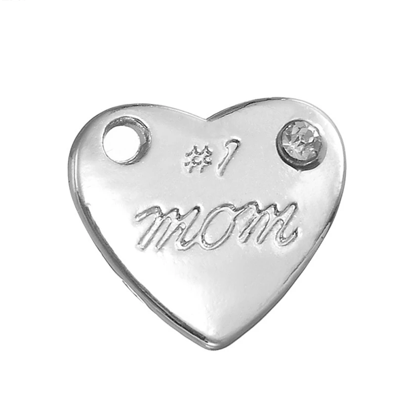 Античное серебро #1 подвеска в виде сердца с надписью MOM амулеты для ювелирных