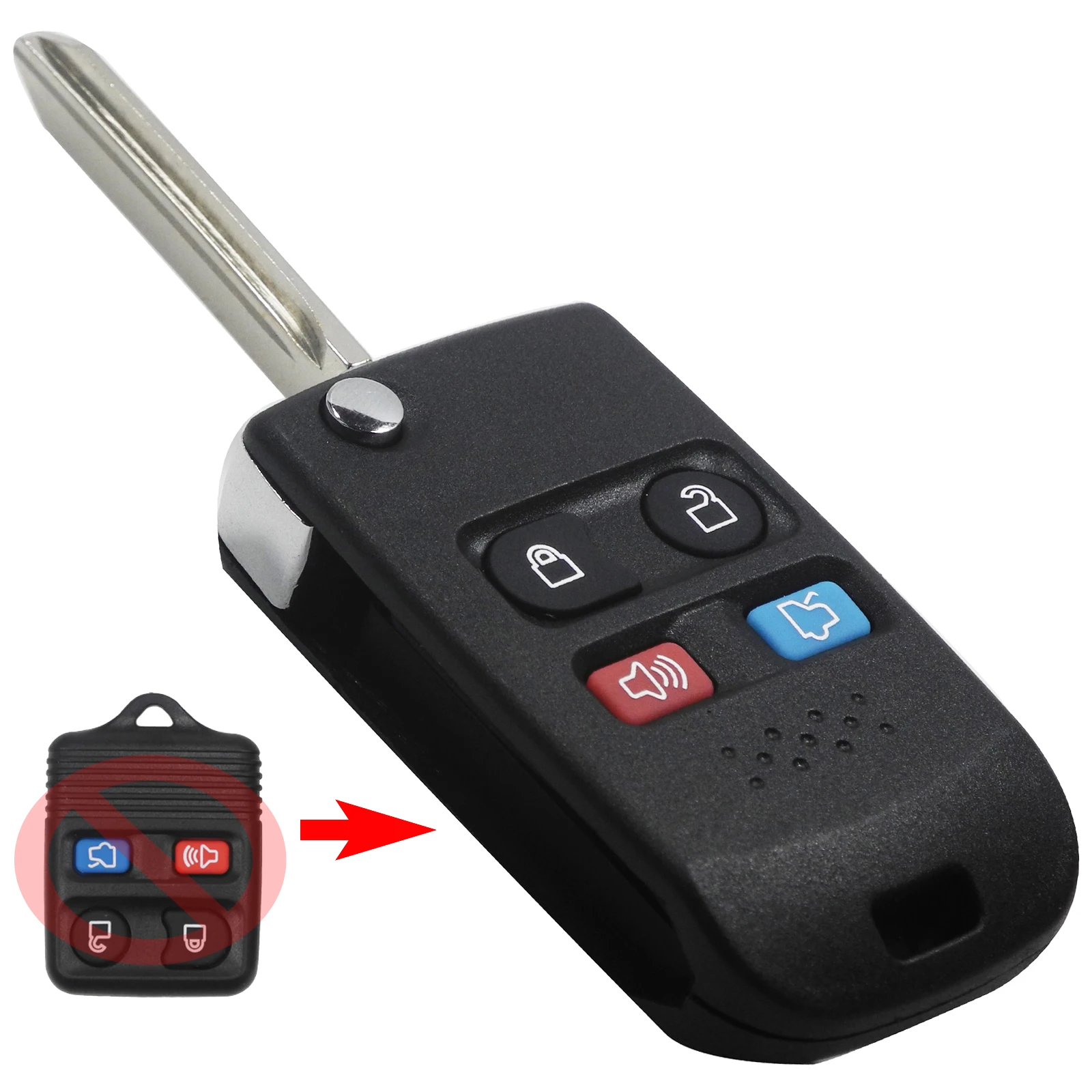 

4 Button Modified Folding Flip Fob Remote Key Shell For Ford Mercury Edge Flex Expedition Escape Focus Mazda