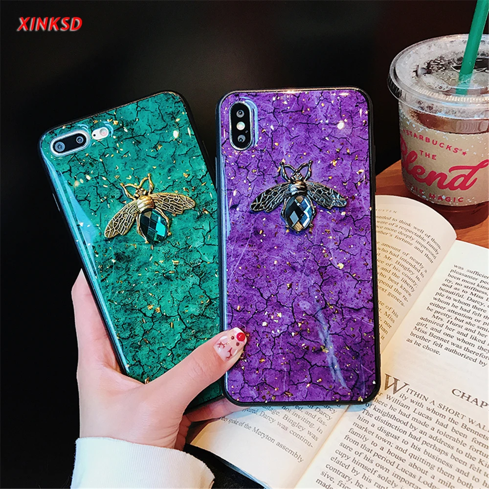 

Bee With Wing fuanda cases for xiaomi mi 5x 6x a1 a2 mix 3 2s 2 luxury diamond case marble cover for xiaomi note 3 mi 8 se lite