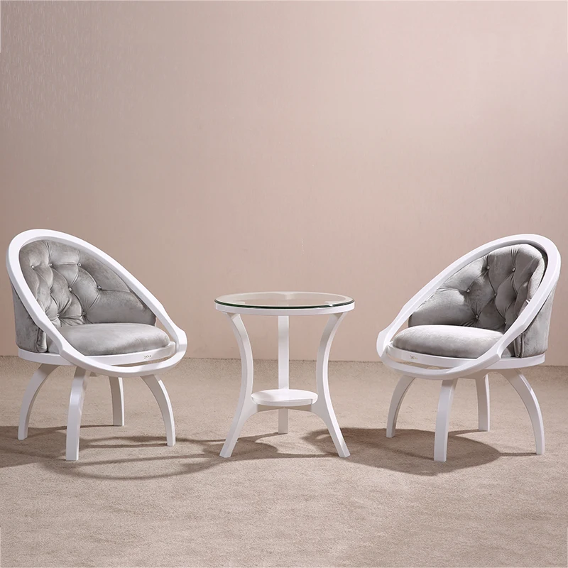 NoEnName_Null Modern Flange flocking chair coffee table set for living room Upholstered comfort furniture