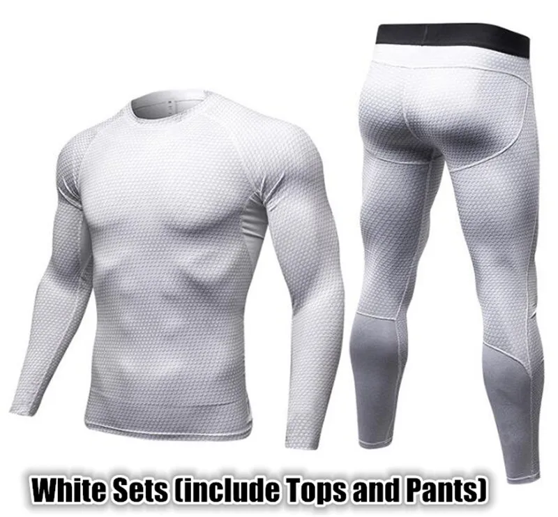 100 набор, мужские утягивающие Футболки с длинным рукавом для фитнеса, быстросохнущие впитывающие высокоэластичные компрессионные штаны и топы