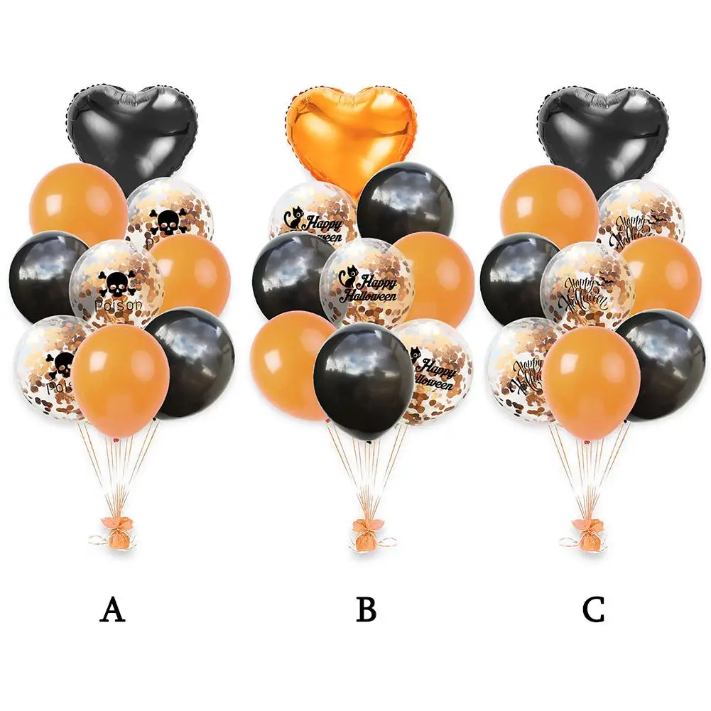18pcs Gold Black Halloween Party Balloons Party Decoration Latex