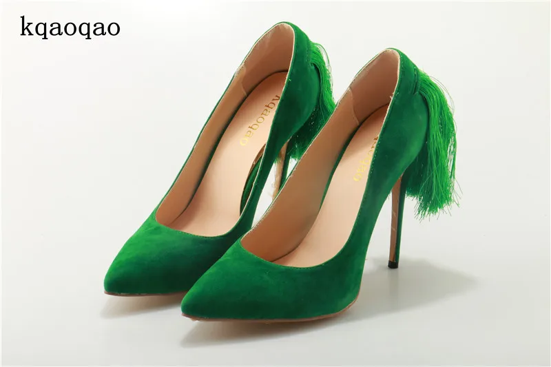 Buy kqaoqao Green Suede Leather Pumps