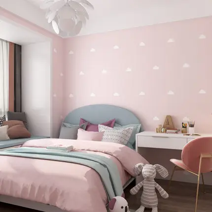 Children's Room Wallpaper Mediterranean Girl Princess Pink Clouds Blue Sky White Boy Bedroom Cartoon Wall Paper Children's Room Wallpaper Mediterranean Girl Princess Pink Clouds Blue Sky White Boy Bedroom Cartoon Wall Paper