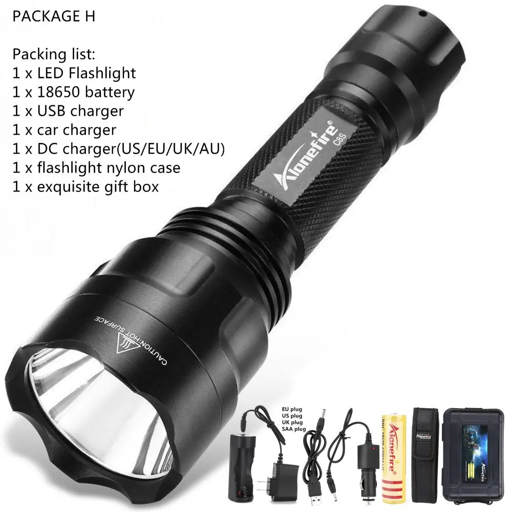 Package H AloneFire ультра яркий тактический фонарь C8 XM-L T6 L2 U3 светодиодный фонарь для путешествий кемпинга zaklamp ручной фонарь - Испускаемый цвет: Package H
