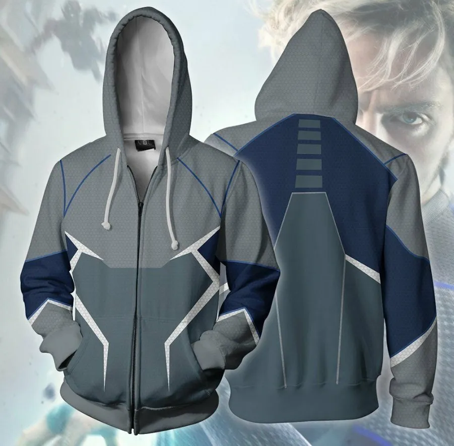 

Movie Avengers Endgame Quicksilver Sweatshirts Hoodie Cosplay Costume Jackets Zipper Hoded