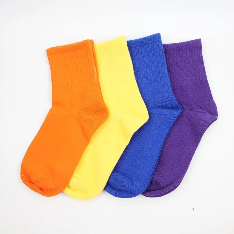 

Tide Brand Fluorescent Socks Spring And Summer Simple Solid Color Socks Men And Women in Stockings Couple Sports Casual Cotton S