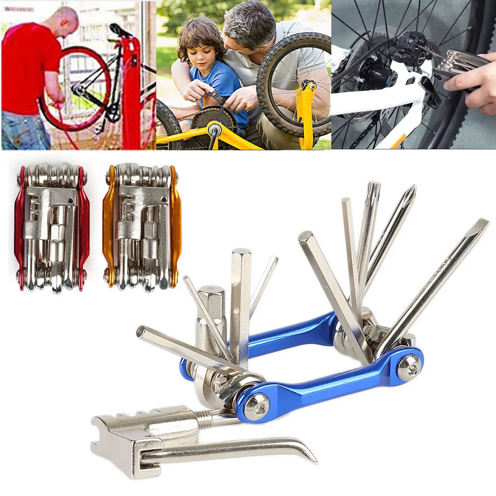 

11 In 1 Multifunctional Bicycle Repair Tool Carbon Steel Hex Spoke Wrench Screwdriver Kit Set Road MTB Bike Cycling Folding Tool