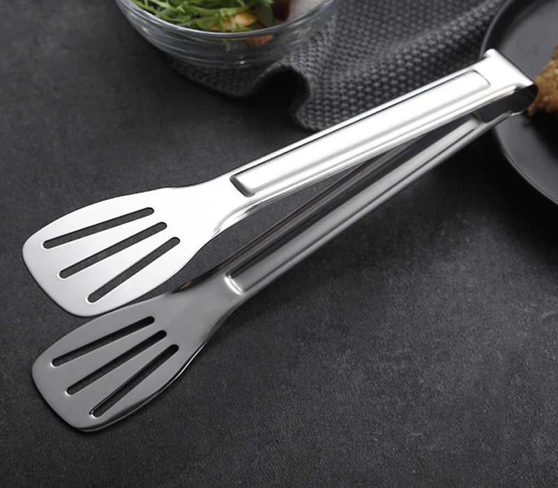2pcs BBQ Tongs 9.5 Stainless Steel Kitchen Tongs Food Server Serving Clip Pizza Bread Dessert Salad Tongs Kitchen Accessories (5)