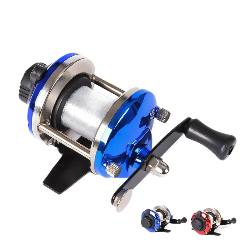New Mini Metal Bait Casting Spinning Boat Ice Fishing Reel Fish Water Wheel Baitcast Roller Coil with 50M Wire Fishing Supplies