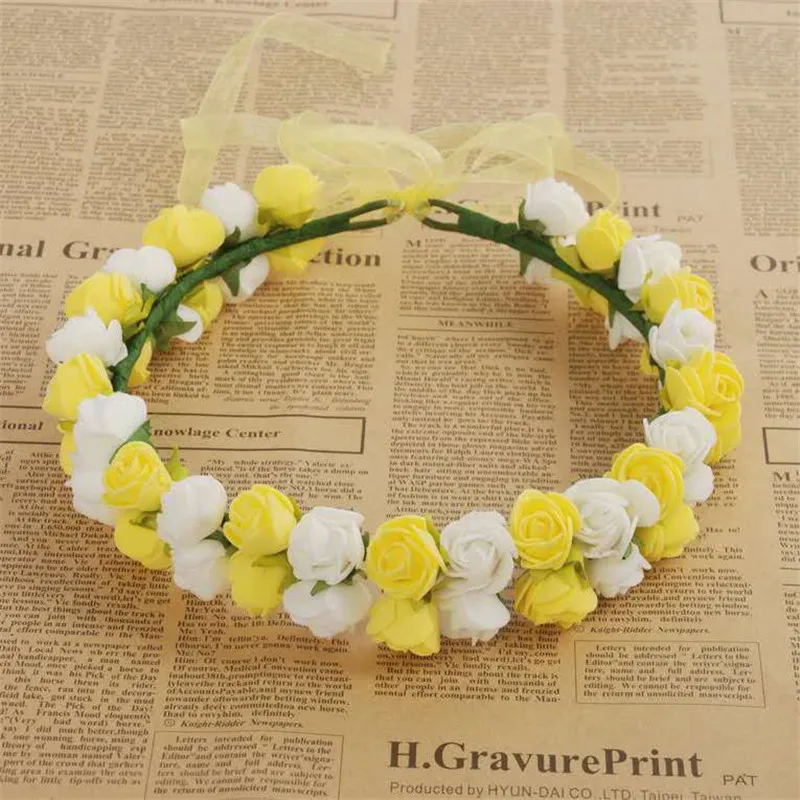 15 шт./лот, модные аксессуары для волос для девочек, лента для волос с цветами, детский кружевной Венок с цветами для невесты, Свадебный Пляжный головной убор - Цвет: 3