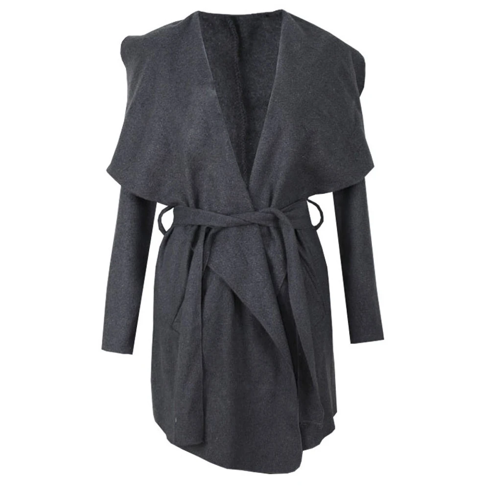 Winter Autumn Women s Long Warm Wool Coat Lapel Jacket Cardigan Overcoat Outwear