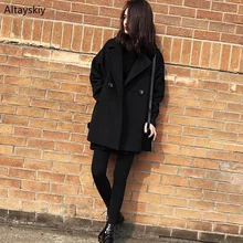 Смешанные женские черные тонкие элегантные однотонные корейские Универсальные женские воротники с отложным воротником женские милые воротники с отложным воротником